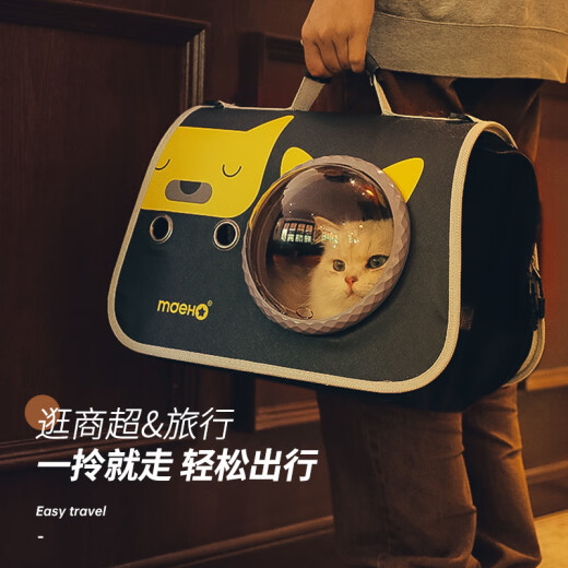 KimPets cat bag portable pet outing bag cat dog handbag cross-body backpack cat cage outside travel bag anti-stress brown breathable space bag - Pastoral Green Leaf L (recommended 8-12Jin [Jin is equal to 0.5 kg] for pets)