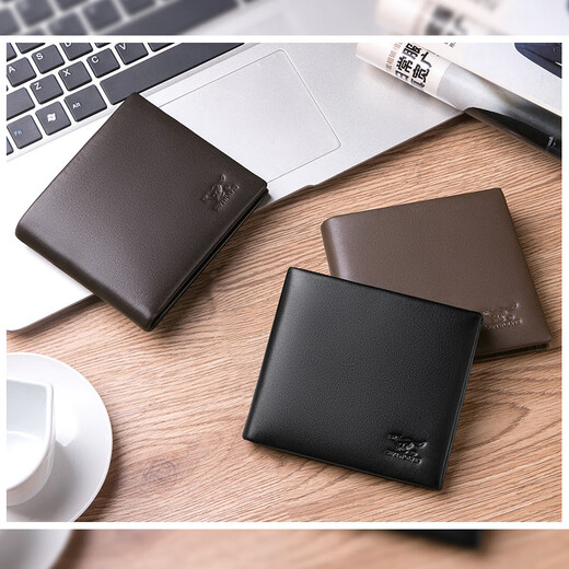 Seven Wolf Wallet Herren echtes Leder Kurzes Top Leder Brieftet Valentinstag Geschenk für Freund, Ehemann, Vater, Geburtstagsgeschenk des Vaters, schwarz bedruckt