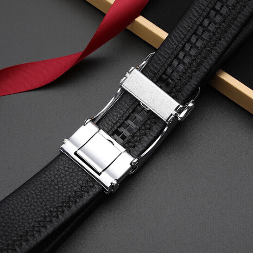 Septwolves genuine leather men's belt with automatic buckle as a birthday gift for father, husband and boyfriend