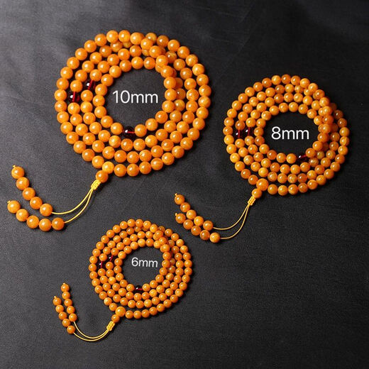 Fat Donglai's same beeswax necklace is selected from Burma's old multi-circle 108 Buddha beads raw mineral amber, old beeswax 108 beads diameter 6mm