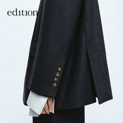 Edition blazer women's high-end gray suit woolen coat women's gentleman's suit dark floral gray S