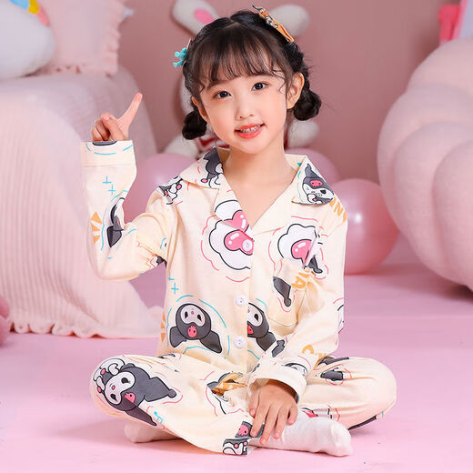 Wei Jie Stand Collar Pajamas de manga larga Versión coreana para niños Pajamas para niños Spring y otoño de manga larga Summer Girl Princess 6629-strawberry Bear [Algodón] 100/6 Tamaño [Altura 90-100]