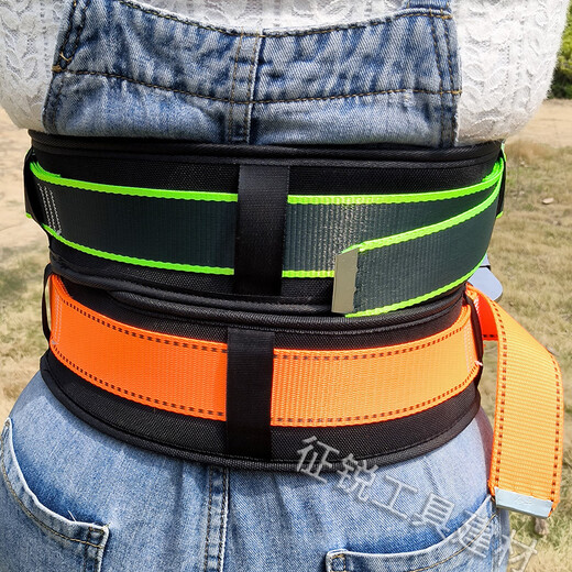 National standard thickened electrician's safety belt power belt climbing telephone pole outdoor tree anti-fall fence safety belt national standard electrician's belt_double hook black extended version