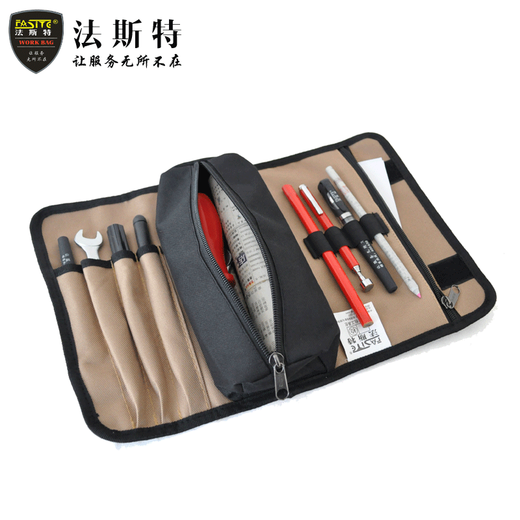 FASITE tool roll bag portable small canvas thickened storage bag multi-functional portable electrician tool bag khaki
