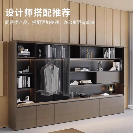 Hanjitangyu modern light luxury office desk, elegant boss table, simple office desk and chair combination, high-end executive desk, president table, double cabinet 2.8m boss table (with side table)