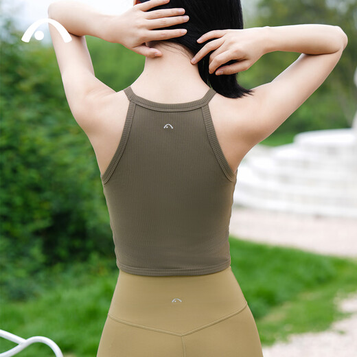 Aixiabu spring and summer high-end yoga vest women's brand yoga top with chest pad all-in-one Pilates sports vest Moss Green A24206NSLM L