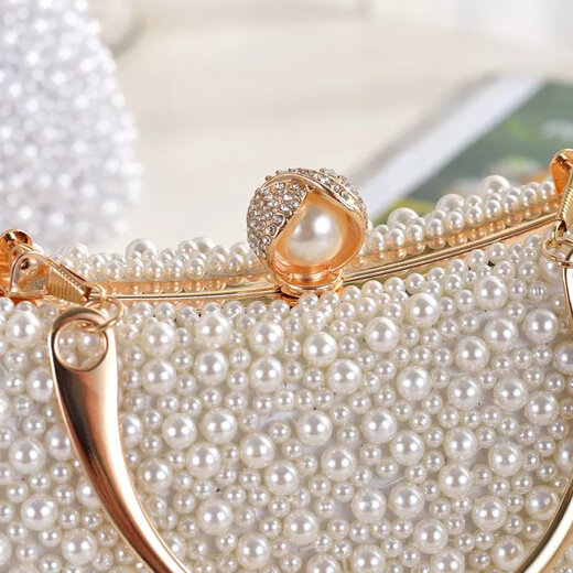 Cool Kangaroo KQ celebrity dinner small bag pearl clutch women's handbags with cheongsam banquet handbag evening dress handbag handbag beige