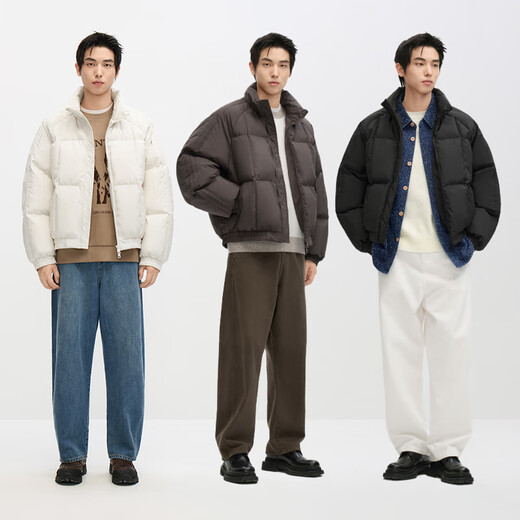 GXG men's warm short down jacket black winter 2024 new arrival coffee color 180/XL