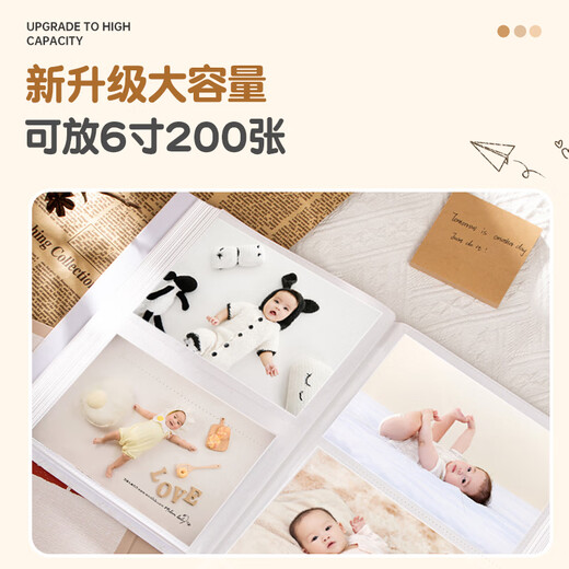 Licao Album Graduation Memorial Album Family Large Capacity Album Storage Book Plastic Insert Baby Diy Couple Travel Record Book Gift 6 inches 200