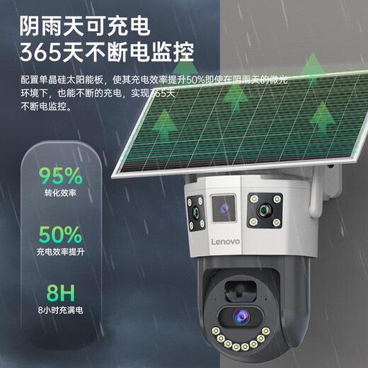 Lenovo 4G Solar Camera Room Outdoor Lebenslanger Wiederaufladungsverkehr ohne Anschluss von Netzwerkkabeln Elektrizitätsfreier AI-Monitor für Heimnutzung 360 Grad ohne blinde Flecken mit Panoramablindungsvision