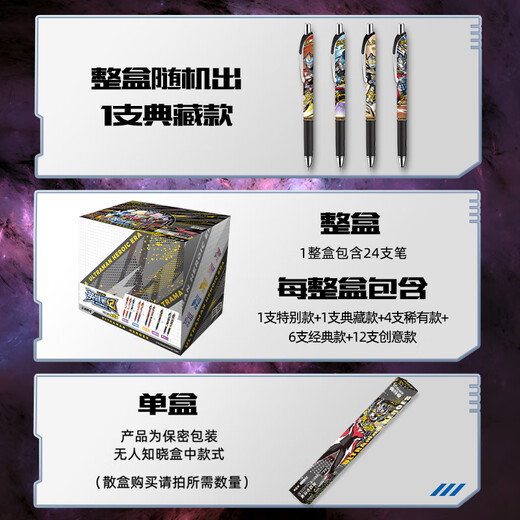 Goshen Kayou Ultraman Gel Pen 9th Edition Glorious Edition 0.5 Pin Black Pen Ballpoint Pen Birthday Gift Ultraman Gel Pen Blind Box 6 Pack (Randomly Sent)