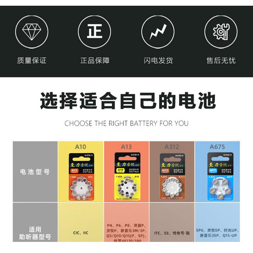 Zhili Zhili Yinyue Hörgeräte Batterie A13A10A312A675 Siemens ASON-PIN-LIN Spezielle Taste Elektronischer Knopf Batterie A13 Version [10 Tablets]