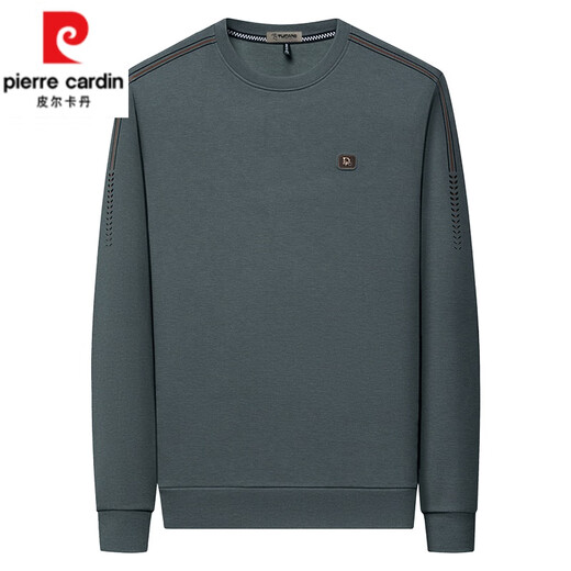 皮尔卡丹（pierre cardin）纯棉长袖t恤男士中年圆领卫衣男2024新款秋装上衣潮T打底衫 黑色6625款 165/M