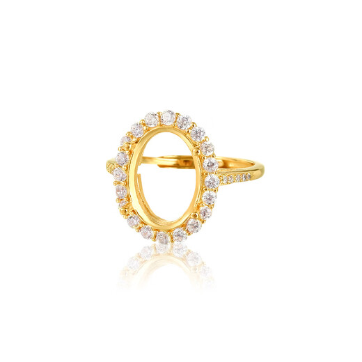 Fat Donglai's same style 18k gold plated ring holder craft ring holder empty holder diy emerald beeswax turquoise ring holder light luxury HJ-1903 white gold 9*11m