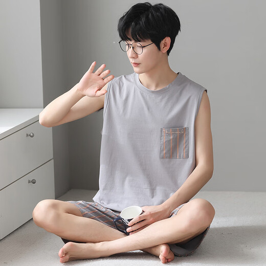 雅鹿莫代尔男士睡衣男款夏季2024新款短袖大码外穿冰丝春秋家居服套装 NSHZY-12027 3XL （适合体重170-200斤 ）