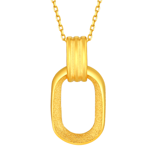 Jinzhizun (3DG Jewelery) solid gold pendant, retro double ring 999 solid gold pendant without necklace, price for girlfriend’s birthday gift, gold weight 2.05 grams (with jewelry gift box)