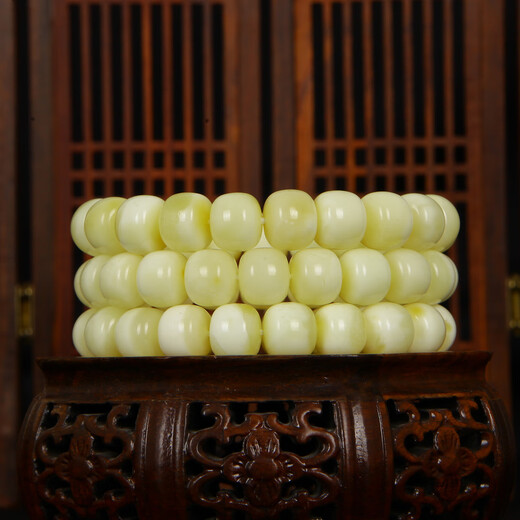 Jiale Amber White Wax Bracelet for Men and Women, Beeswax Bucket Bead Bracelet, White Flower Wax Bracelet, Birthday Gift for Girlfriend, About 8mm8.5-10g 15-17/A0273 Dida