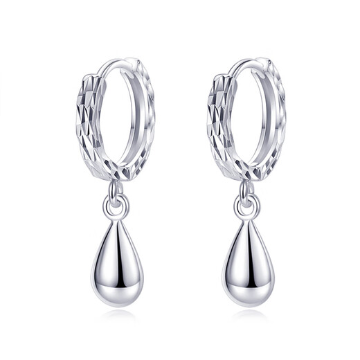 Jiuchangshi 99 sterling silver earrings for women, silver earrings, fashionable earrings, round drop earrings, birthday gifts for girlfriend, 99 pure silver, weighing about 3.8g