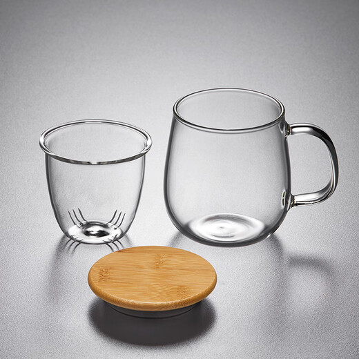 Mesni thickened glass tea cup water cup tea separation cup tea cup flower tea cup tea set cup