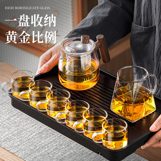 Eight Thousand Lines Tea Set Complete Tea Maker Set Glass Teapot Tea Cup Set Office Home Drinking Kung Fu Tea Set