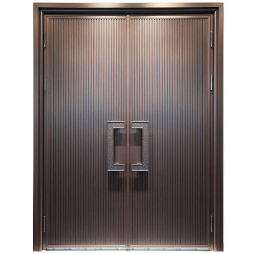 萌依儿装甲门入户门 铜铜门别墅大门双开门精雕防爆铸铝门对开的 '双面铸铝卡门