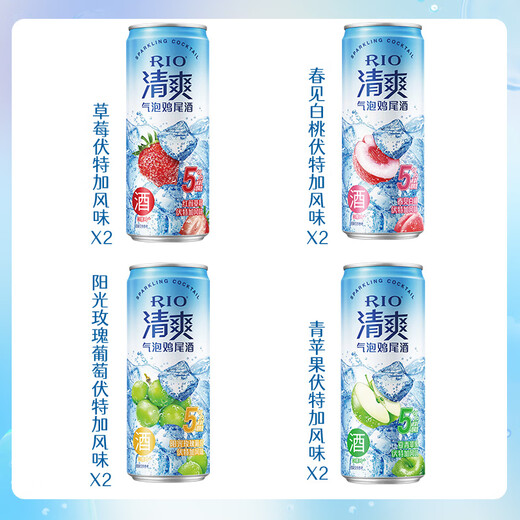 RIO pre-mixed cocktails, foreign wine, low-alcohol fruit wine, liqueur, vodka, refreshing 5 degree series, 330ml*8 cans