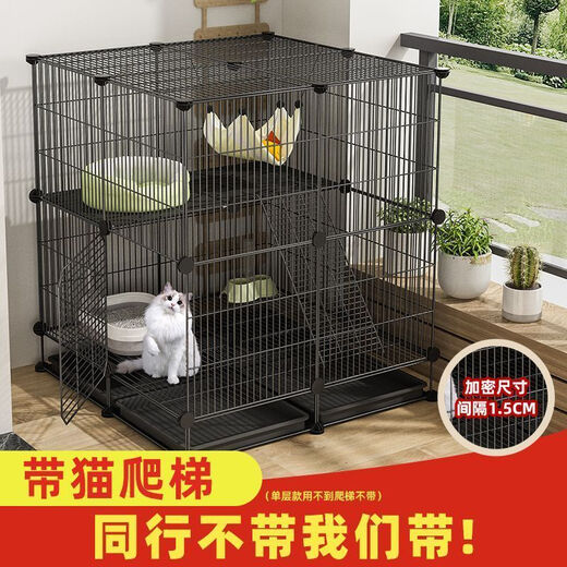 JPHZNB cat cage household cat villa pet cage indoor cattery with toilet extra large free space small cat nest 2 rows 2 layers 1 row upper and lower double doors luxury model regular model + cat litter box + cat nest + hanging