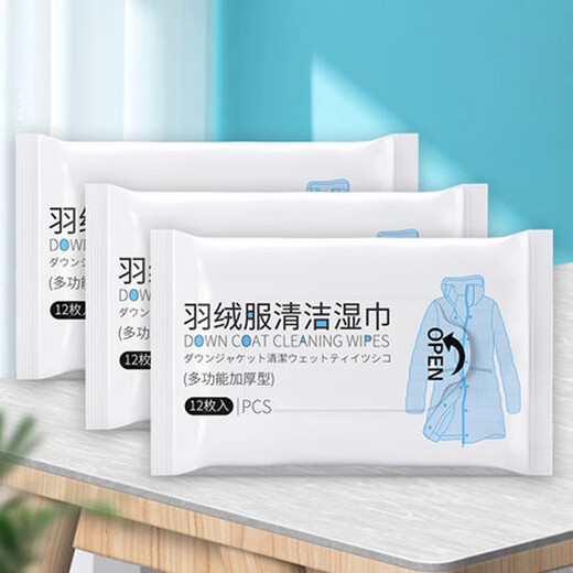 Sha Xiaoqing Cleaning Wipes Down Jacket No-Wash, Easy to Carry Wipe Household Cleaning Artifact, Down Jacket Small Packet of 12 Pieces, Easy to Carry 1 Pack