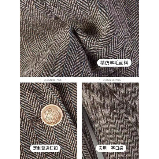 Chenfu small suit jacket for women, Korean version, fashionable, casual, short, small, temperament, slim suit, versatile work clothes top, single cotton gray suit, 3XL, recommended 130-140Jin Jin is equal to 0.5 kg