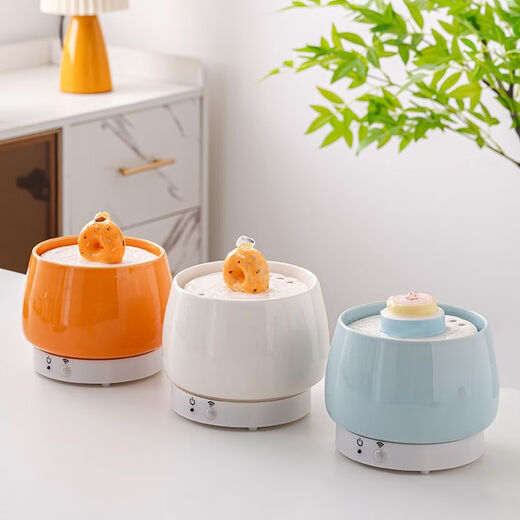 Rafxin's latest ceramic pet cat and dog water fountain, automatic constant temperature, intelligent cycle water feeding, cartoon cat bowl, charging swimming cat (large size)