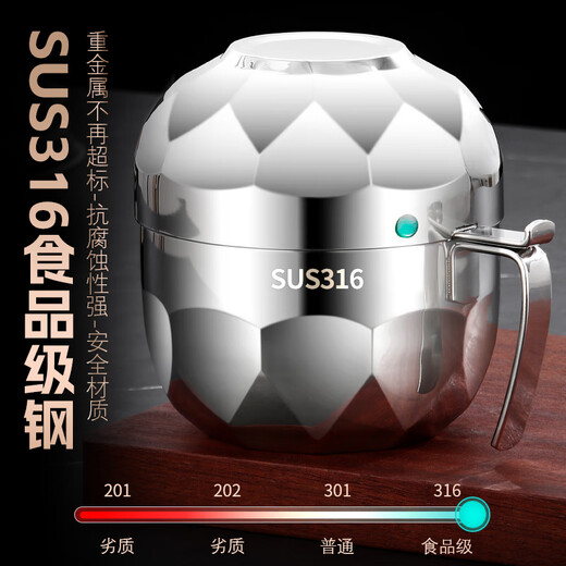 Jieyunmao 316 Insulated Lunch Box Office Worker Fast Food Cup Double-layer Stainless Steel Student Rice Cylinder Large Capacity Instant Noodle Bowl 316 Double 0ml