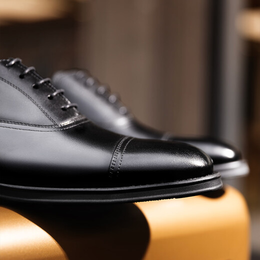 Desai three-joint handmade casual men's shoes business formal leather shoes men's Oxford heightening British wedding shoes black 42