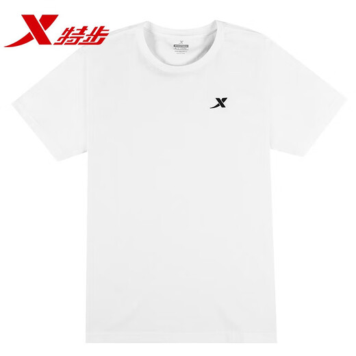 XTEP (XTEP) XTEP pure cotton short-sleeved men's summer new T-shirt half-sleeved loose white casual top cotton T-shirt Pearl white-round neck (pure cotton) M (170/92A) [Spot quick delivery]