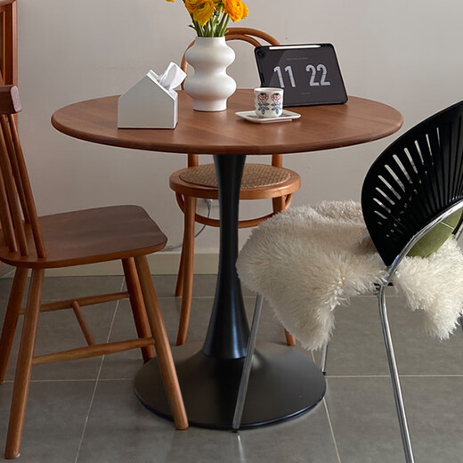 Zhuobo round table dining table round table side table coffee table coffee table reception table BQT02 walnut color 60cm