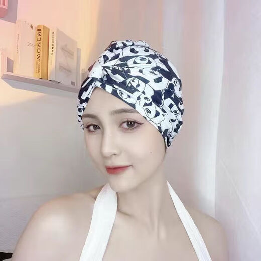 Chaosihui long and short hair, fashionable and cute ear-protecting fabric swimming cap, good-looking, hot spring swimming cap for women, showing small face, 2001 black Mickey hat + nose clip earplugs