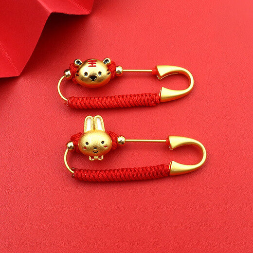 CEENIU Fat Donglai same style baby anti-frightening pin zodiac rabbit baby newborn baby tiger male and female red rope pin