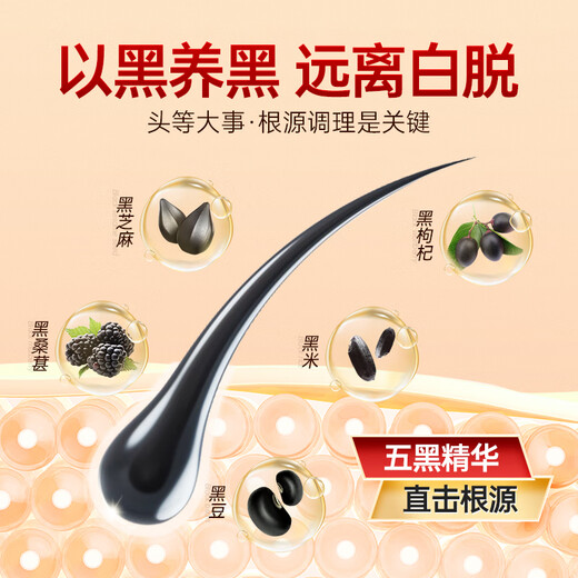 怡福寿北京同仁堂五黑粉黑芝麻黑豆黑米黑枸杞桑葚核桃粉糊养发生发400g