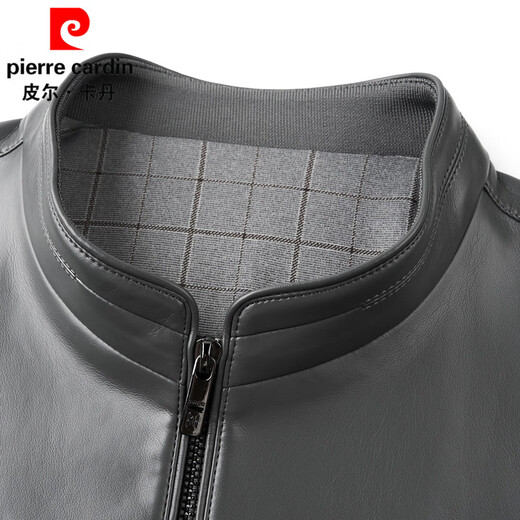 Pierre Cardin jacket men's spring business stand collar PU leather jacket high-end casual jacket men's spring and autumn high-end light luxury leather jacket