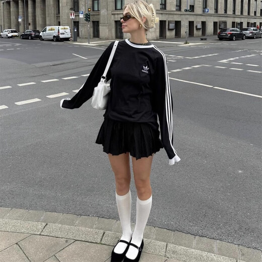 Adidas (adidas) Adidas Jennie same T-shirt top long sleeve black men and women base shirt classic retro IA4877 black ia4877 single size s