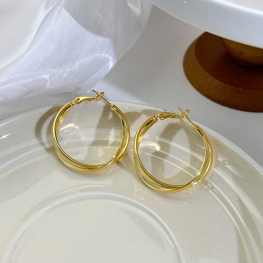 Yichan French style gold large hoop earrings women's niche design earrings earrings 2025 new hot style unique earrings gold large hoop earrings