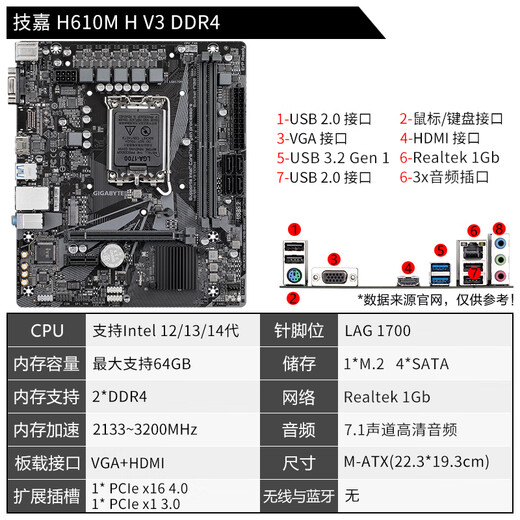 Gigabyte 12/13/14 GÉNÉRATION CPU CPU Motorard I3 14100F 13100F 12100F Tablettes dispersées Board U Set H610M H V3 DDR4 13 GÉNÉRATION I3-13100F Comprimés dispersés [trois ans d'assurance magasin]