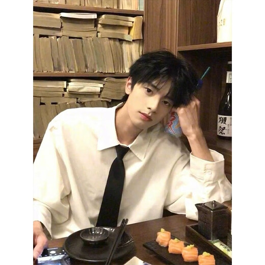 Digada cleanfit college style long-sleeved shirt men's spring and autumn new style interior with high-end dk shirt base jacket CSP-C976 white (excluding tie) L