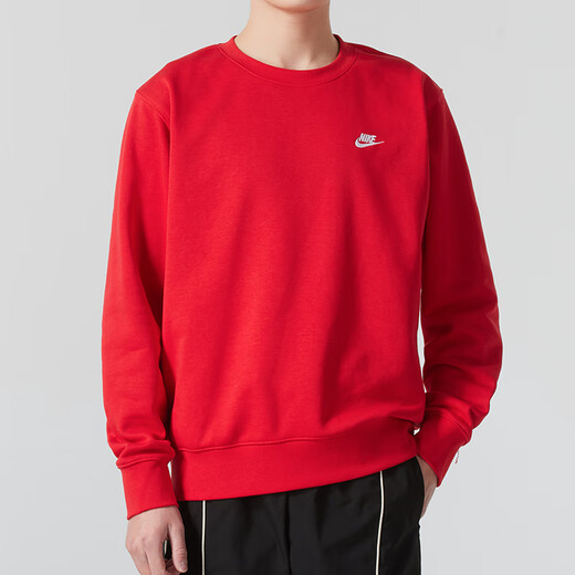 Nike (NIKE) sweatshirt men's 2025 autumn and winter new sports casual wear knitted long-sleeved jacket comfortable round neck pullover FN3889-657/Terry/China Red S (165/84A)