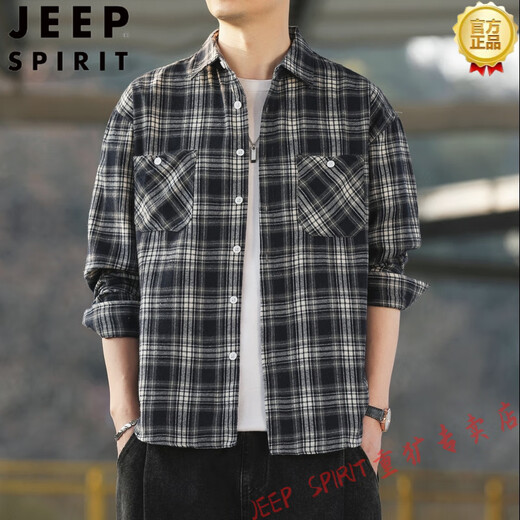Jeep Spirit American Retro Плед в плед, рубашка с длинными рукавами для мужчин и женщин весна и осень 2025 г. Новая свободная корейская рубашка