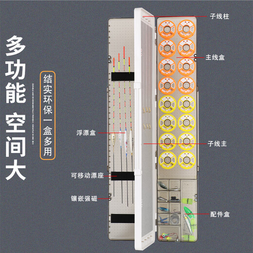 Raptor float box three-in-one extended float box thickened multi-functional multi-layer sub-line box main line box accessories box fishing gear 45 cm three-layer red fish style float box