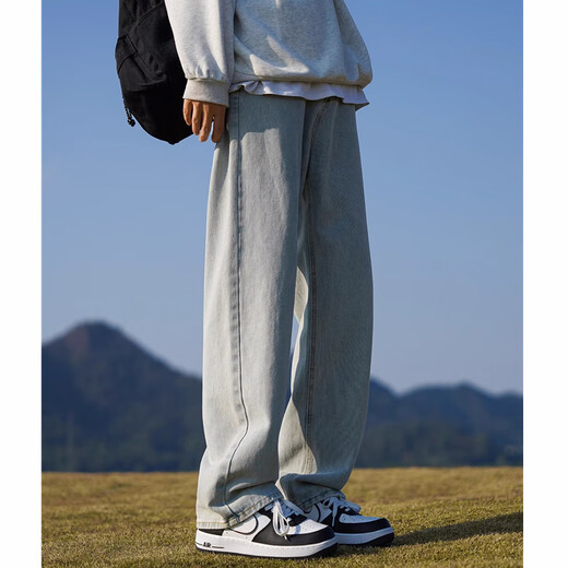 WHIM NASA Мужские черные джинсы Мужские свободные прямые мужские брюки для мальчиков Повседневные брюки с ятаганами Весна и осень Мужские зимние бархатные черные бархатные утолщенные брюки XL