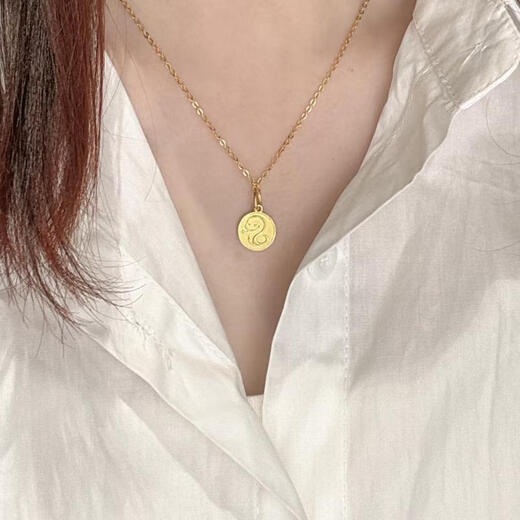 Shilian Snake Blessing Brand Necklace Snake Year Gold-wrapped Silver Pendant Zodiac Year Retro Niche Gift for Girlfriends Holiday Gift Gold Snake Blessing Brand Pendant Gold 0.3+Silver Core Free