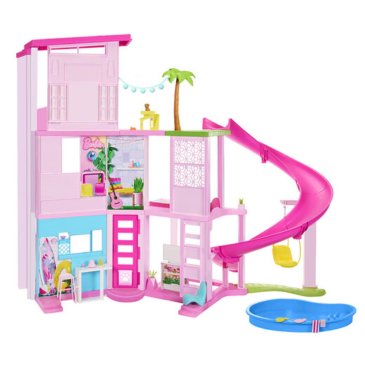 【8成新】芭比（Barbie）过家家玩具城堡别墅儿童玩具生日送礼礼盒-芭比梦想豪宅乐园HMX10 
