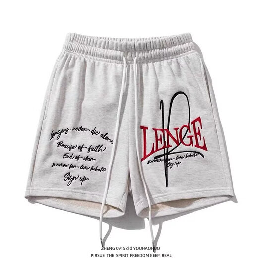 American shorts men's summer loose sports versatile fashion casual shorts simple trendy letter printed five-point pants Xiwang batch F694 black 3XL