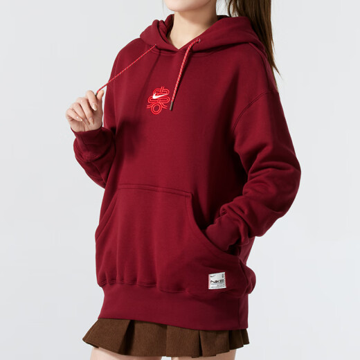 耐克（NIKE）女装上衣 2025春季新款运动服跑步休闲连帽针织衫宽松卫衣套头衫 HV8461-677/红色新年款 XL (170/92A)